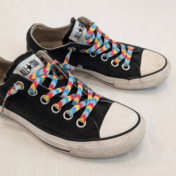 CONVERSE black canvas low top no tie sneakers size 8 - Picture 8 of 11